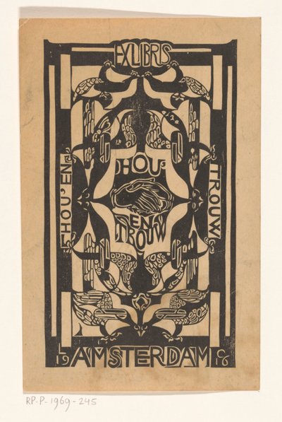 Ex libris van de vereniging Hou