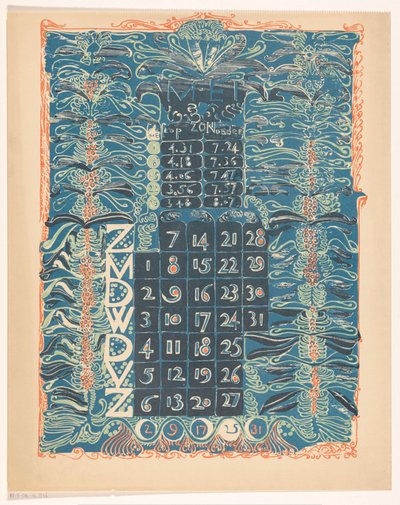 Kalenderblad mei 1899 door Carel Adolph Lion Cachet