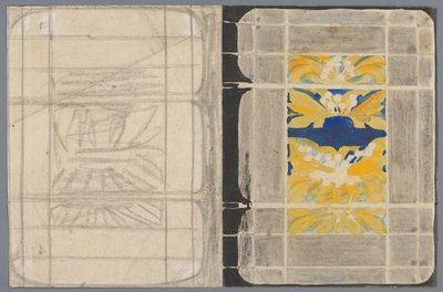 Entwurf für einen Buchumschlag mit Blumenmotiv door Carel Adolph Lion Cachet