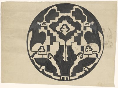 Ontwerp voor een bord met twee gestileerde dieren door Carel Adolph Lion Cachet