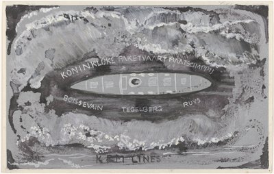 Ontwerp voor vignet van de Koninklijke Paketvaart Maatschappij door Carel Adolph Lion Cachet