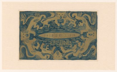 Ontwerp voor vignet van de Koninklijke Paketvaart Maatschappij, K.P.M. Lines door Carel Adolph Lion Cachet