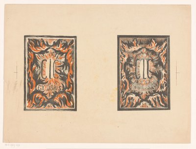 Twee ex librissen van Carel Lion Cachet door Carel Adolph Lion Cachet