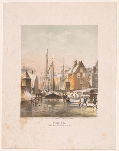 Bevroren kanaal in Groningen door Carel Christiaan Antony Last