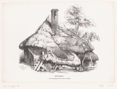 Boerderij met plaggendak door Carel Christiaan Antony Last