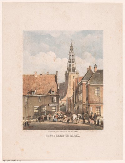 Brugstraat en Der Aa-kerk in Groningen door Carel Christiaan Antony Last