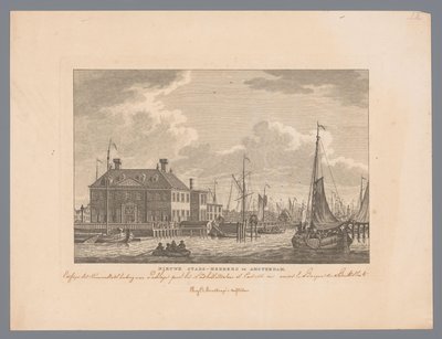 Gezicht op de Nieuwe Stadsherberg aan het IJ in Amsterdam door Carel Frederik Bendorp (I)