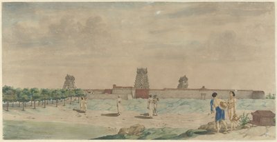 De grote Pagode te Chalembron, India door Carel Frederik Reimer
