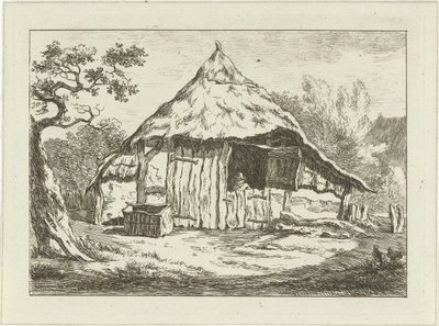 Boerenschuur met open bovendeur door Carel Lodewijk Hansen