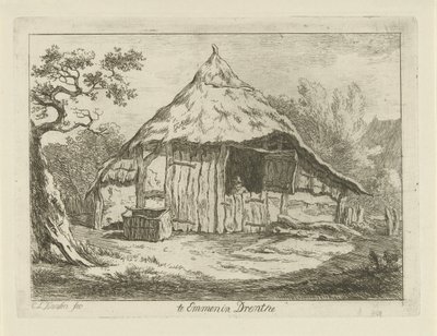 Boerenschuur met open bovendeur door Carel Lodewijk Hansen