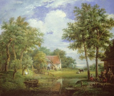 Nederlandse boerderijscène door Carel Lodewijk Hansen