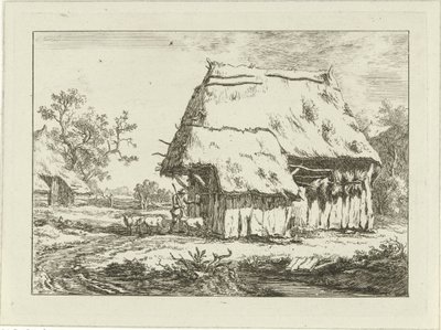 Herder bij een schaapskooi door Carel Lodewijk Hansen