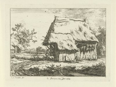 Herder bij een schaapskooi Te Drown in Drenthe Landschappen (1-6) door Carel Lodewijk Hansen
