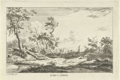 Jager in een landschap door Carel Lodewijk Hansen