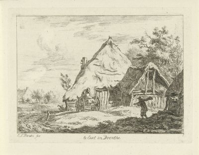Kar voor een boerderij, uit de serie Landschappen door Carel Lodewijk Hansen