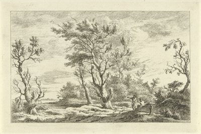 Reizigers in een landschap door Carel Lodewijk Hansen