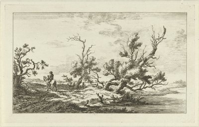 Ruiter in een landschap (Landschappen A-F) door Carel Lodewijk Hansen