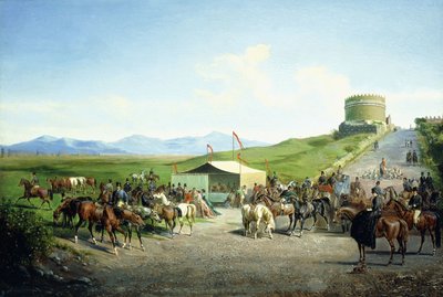 De Romeinse jacht bij het graf van Santa Cecilia, Via Appia Antiqua door Carel Max Gerlach Anton Quaedvlieg
