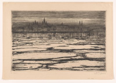 Glacons sur le Rhin door Carel Nicolaas Storm van 