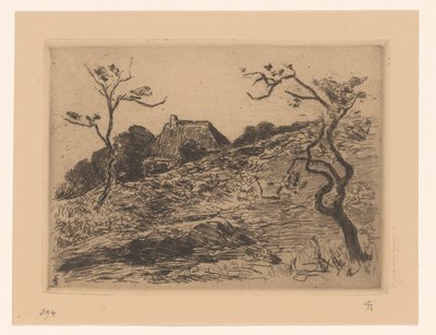 Huis achter een heuvel bij Materborn door Carel Nicolaas Storm van 