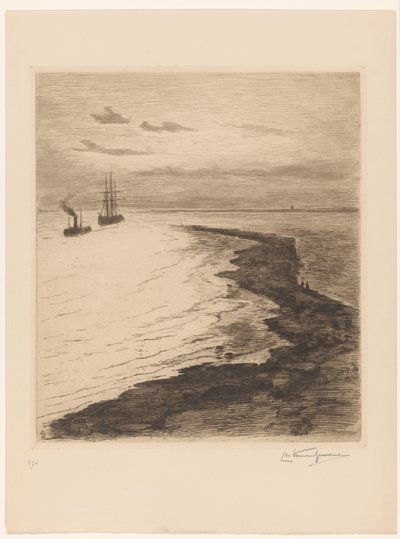 Ingang van een haven door Carel Nicolaas Storm van 