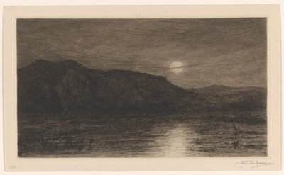 Landschap in maanlicht bij Villa Caprera door Carel Nicolaas Storm van 