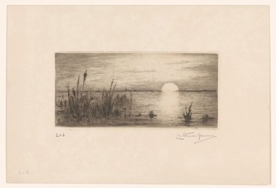 Ondergaande zon door Carel Nicolaas Storm van 