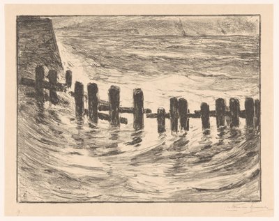Paalwerk in de Schelde bij Vlissingen door Carel Nicolaas Storm van 