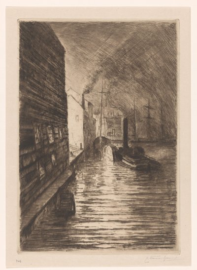 Scheepswerf in Vlissingen bij avond door Carel Nicolaas Storm van 