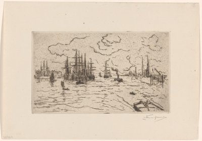 Schepen op de Maas door Carel Nicolaas Storm van 