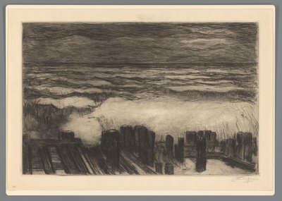 Zee met hoge golven door Carel Nicolaas Storm van 