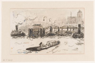 Gezicht in de haven van Hamburg door Carel Nicolaas Storm van 