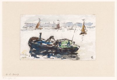 Gezicht op de Maas bij Rotterdam door Carel Nicolaas Storm van 