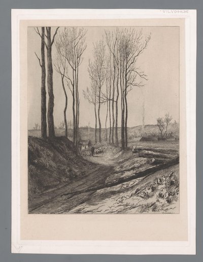 Herder met kudde op een holle weg bij Vilvoorde door Carel Nicolaas Storm van 