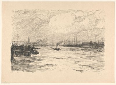 Sleepboot in de haven te Hamburg door Carel Nicolaas Storm van 