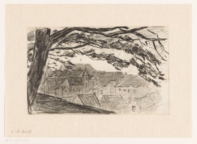 Stadsgezicht op Kleve met boom op de voorgrond door Carel Nicolaas Storm van 