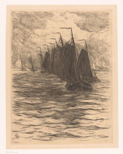 Vloot op zee door Carel Nicolaas Storm van 