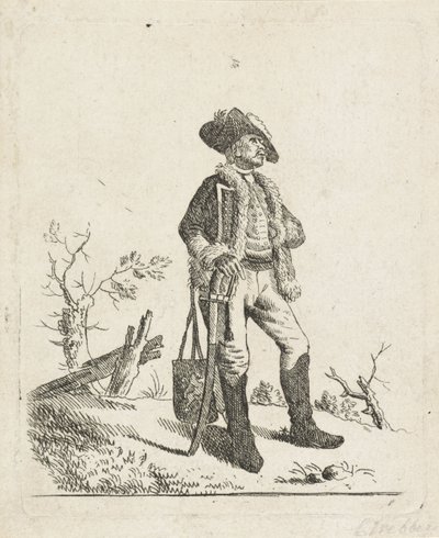 Landschap met een soldaat door Carel Webbers