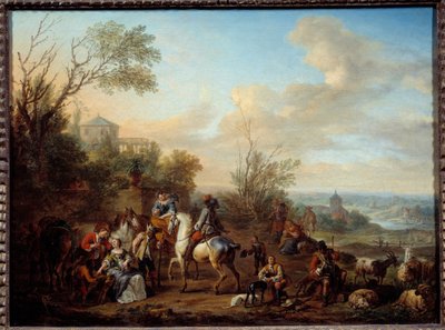 Rust van jagers door Carel van Falens or Valens