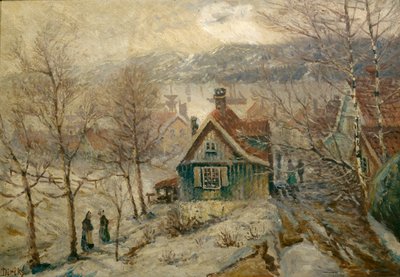Kustlandschap met huis door Carl Edvard Diriks