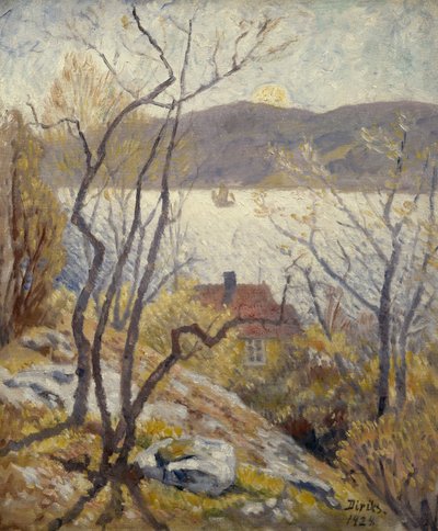 Kustlandschap met huizen door Carl Edvard Diriks