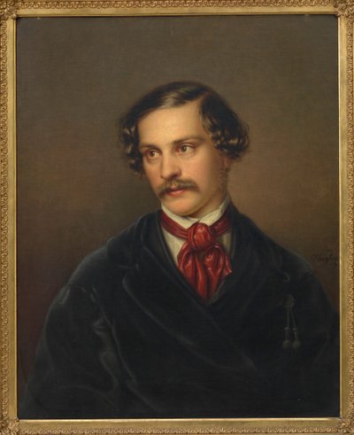 Portret van de toneelschrijver en componist Alexander Baumann 1814-1857, ca. 1845 door Carl Adolph Wangberg