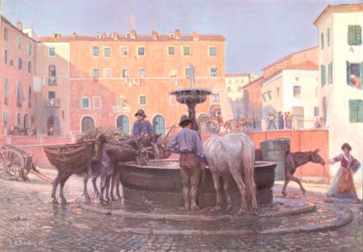 Bij de fontein in Genzano door Carl Alexander Brendel