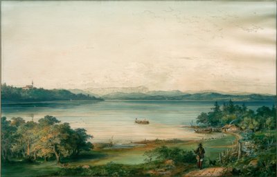 De Ammersee gezien vanaf kasteel Ried door Carl August Lebschee