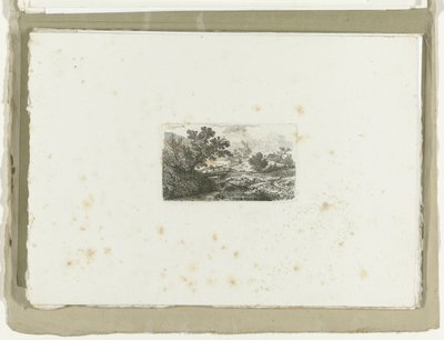 Landschap met brug over beek door Carl August Lebschee