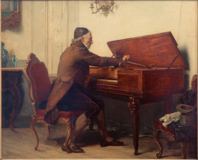 Man aan het tafelpiano door Carl Bernhard Schlösser