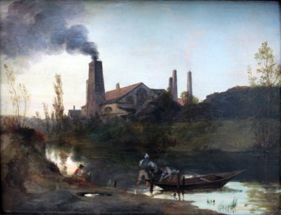 Duits: "Walzwerk Neustadt-Eberswalde" of "De walserij bij Eberswalde" De walserij van Neustadt-Eberswalde door Carl Blechen