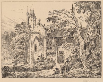 Het klooster in het bos door Carl Blechen