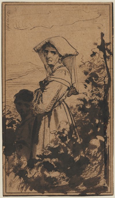Staande vrouw en kind door Carl Bloch (Danish