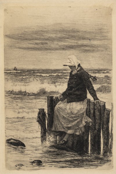 Meisje bij de pier door Carl Bloch